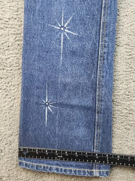 Y2K Bootcut Jeans Womens 30x30 High Waist Slim Thigh Fit Star Accents NO Stretch - Picture 6 of 10